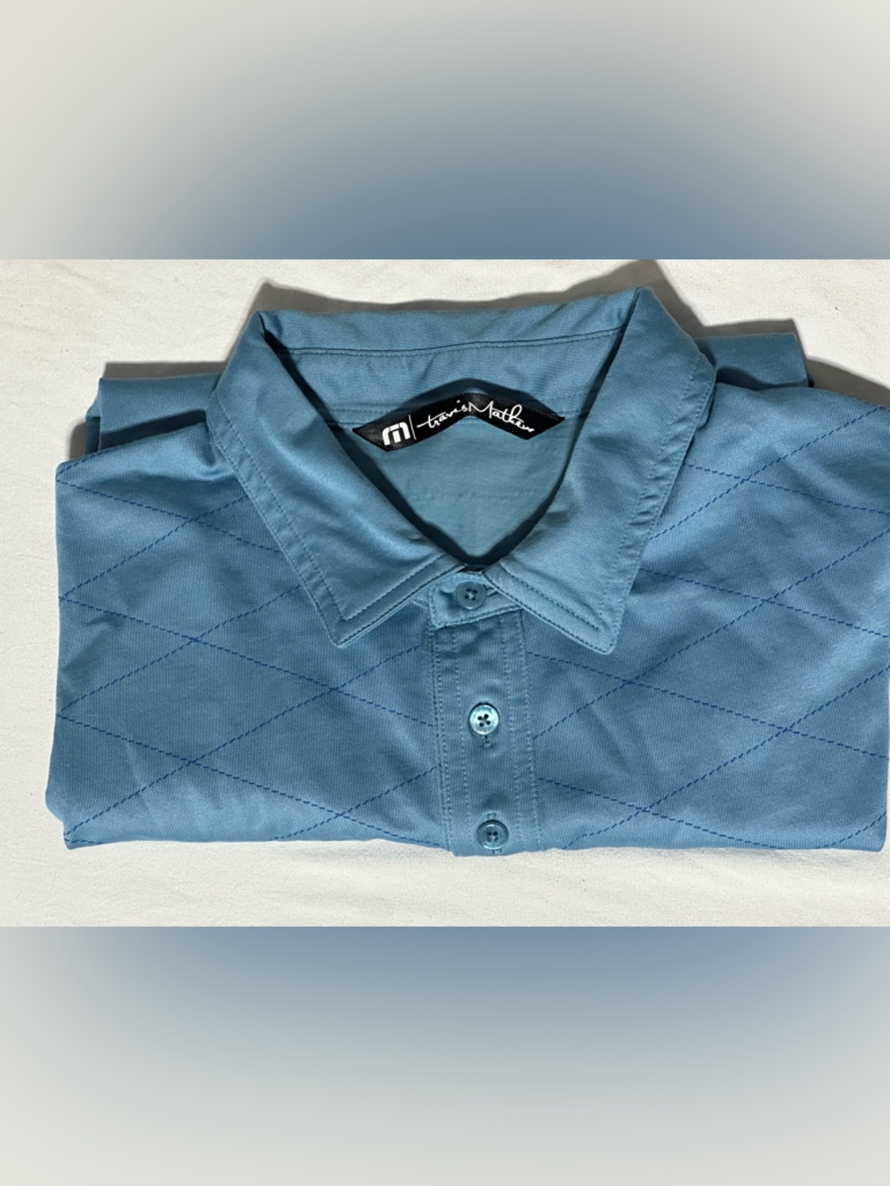 Travis Mathew Light Blue Diamond-Quilt Polo